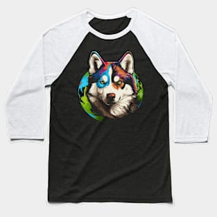 Siberian Husky Earth Day Baseball T-Shirt